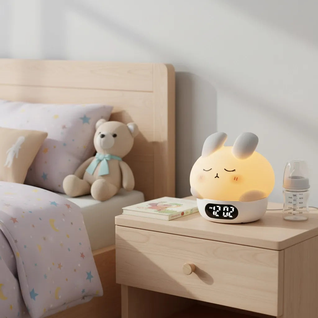 Réveil Veilleuse Bébé en Forme de Lapin
