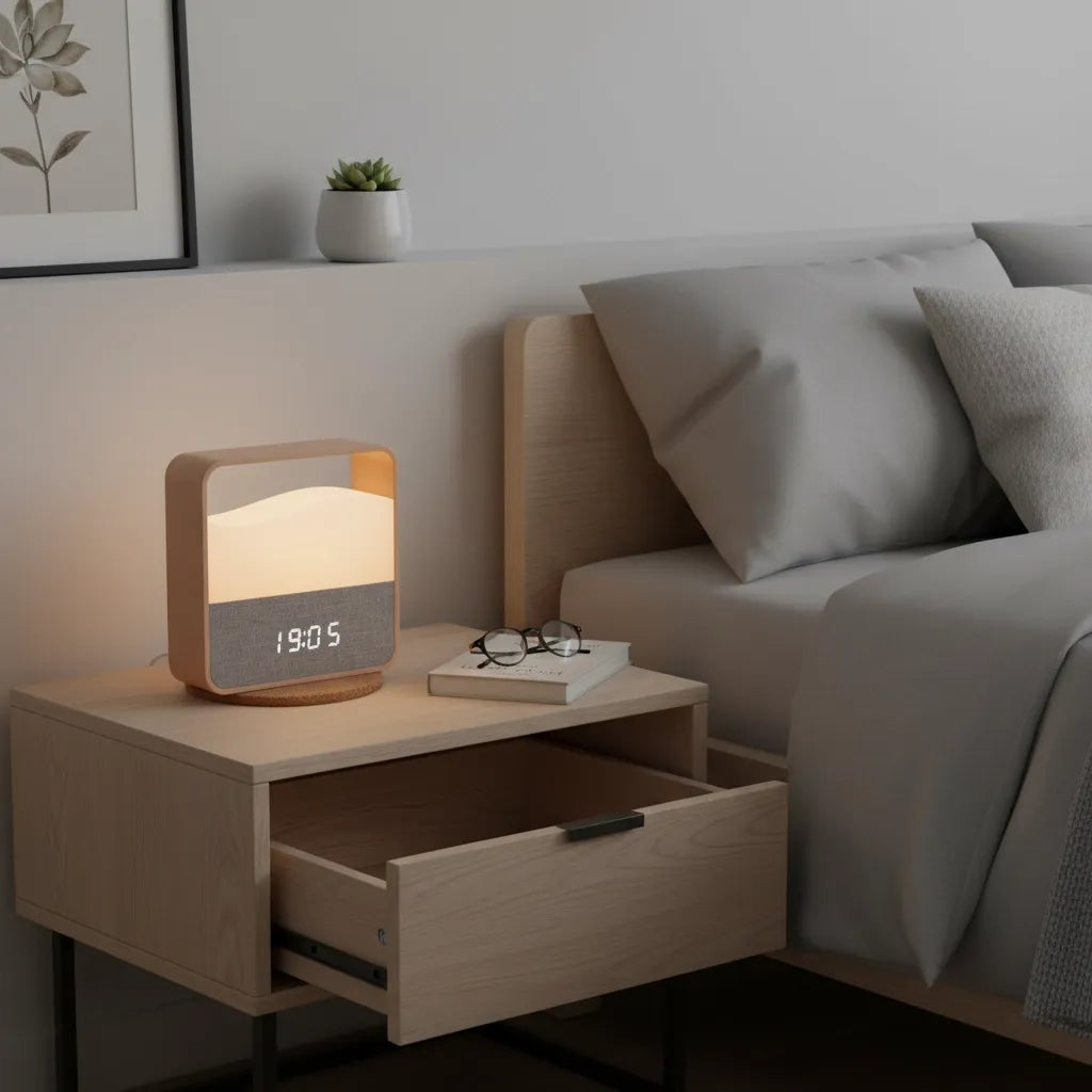 Réveil Veilleuse Bois