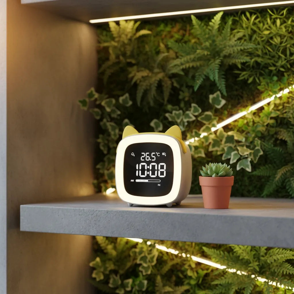 Réveil Veilleuse Chat LED