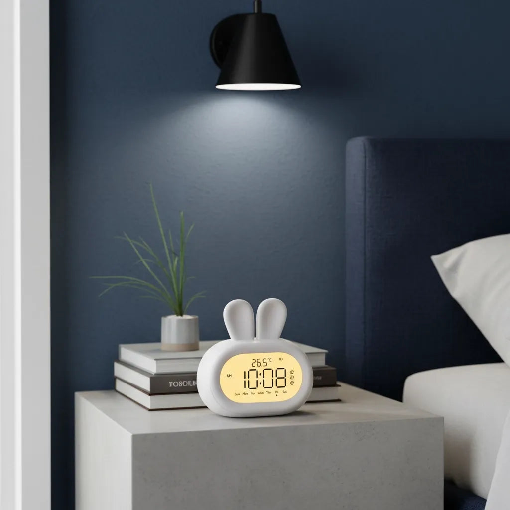 Réveil Veilleuse en Forme de Lapin