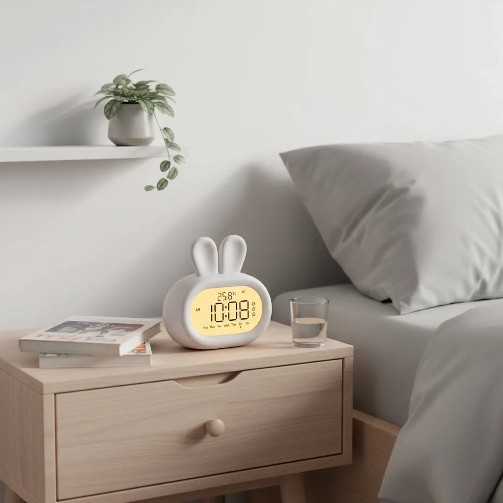 Réveil Veilleuse en Forme de Lapin