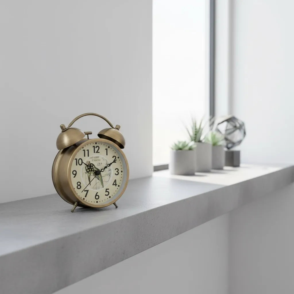 Réveil Vintage Avec Pile en Métal