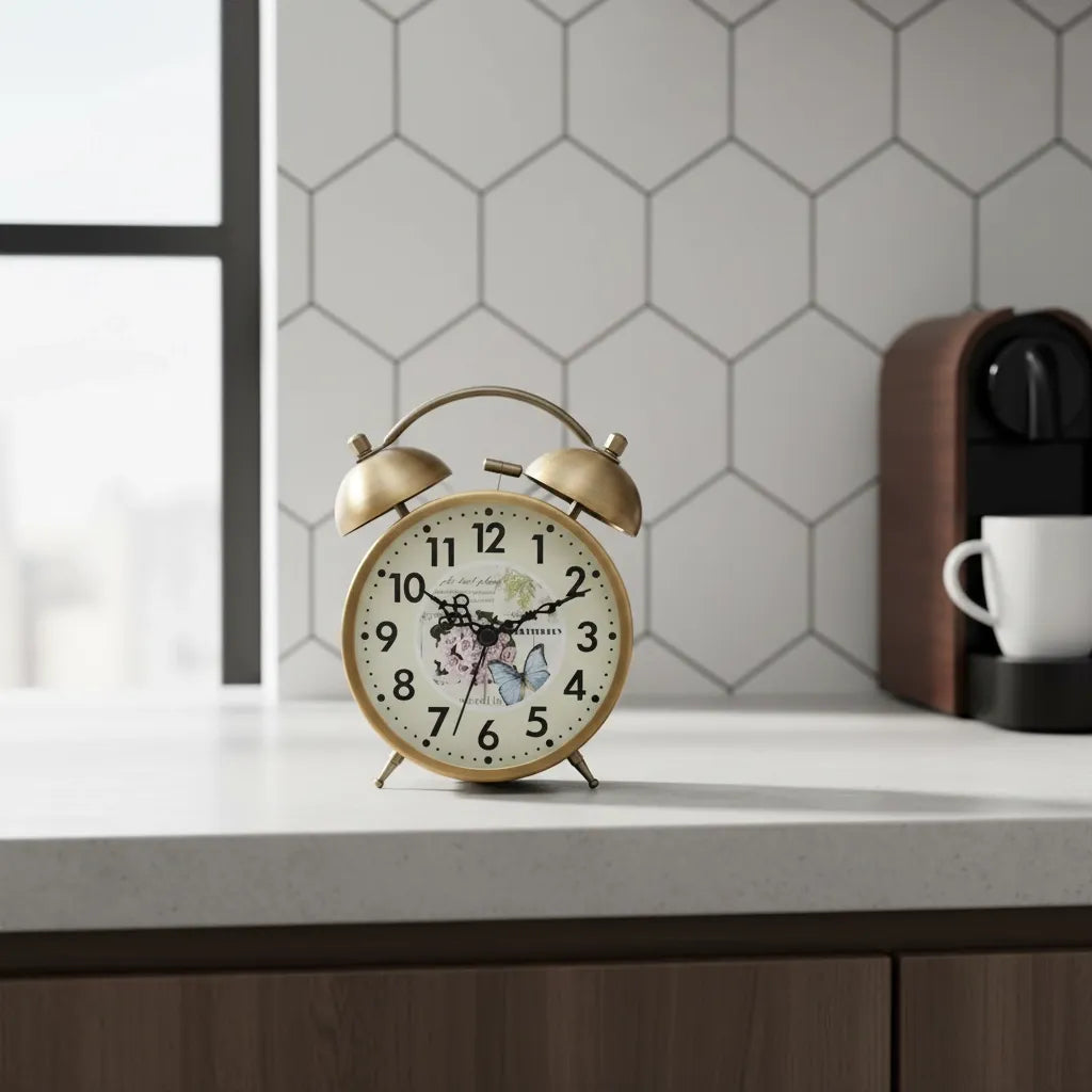 Réveil Vintage Avec Pile en Métal