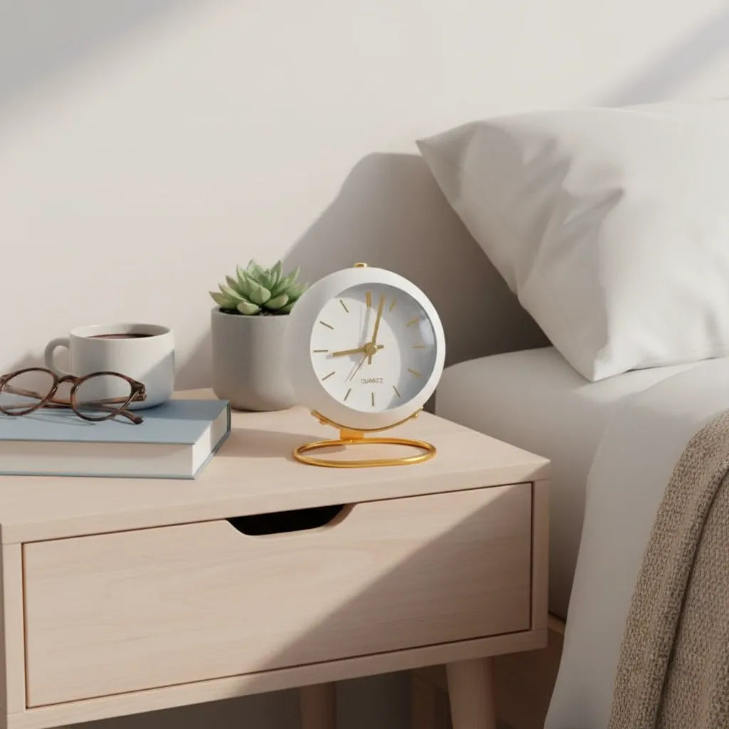 Réveil Vintage Blanc Doré