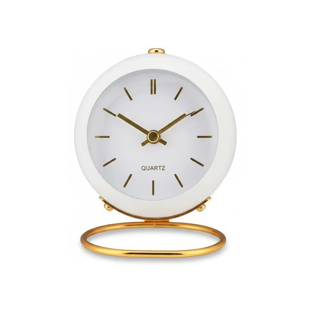 Réveil Vintage Blanc Doré