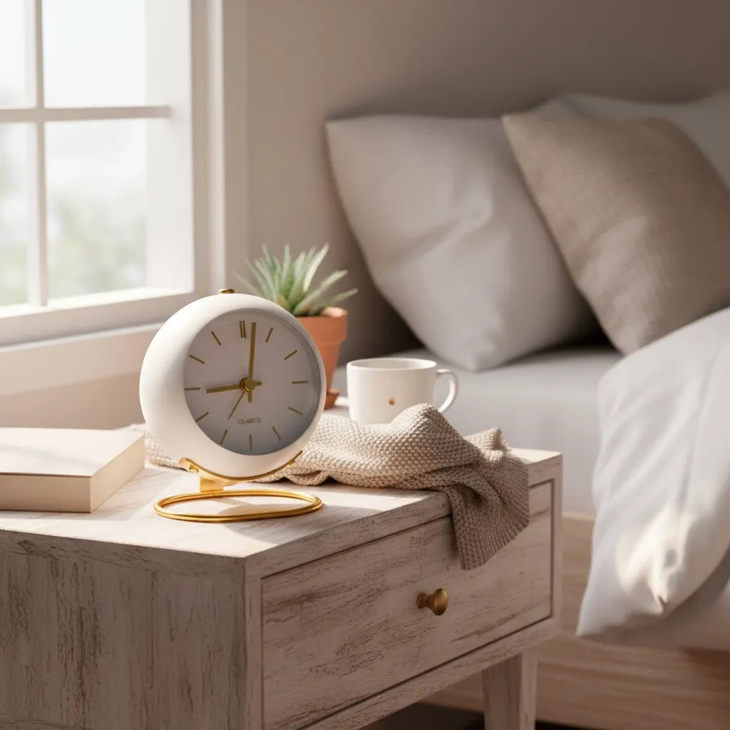 Réveil Vintage Blanc Doré