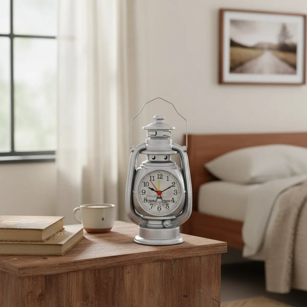 Réveil Vintage en Métal Lampe à Huile Élégant