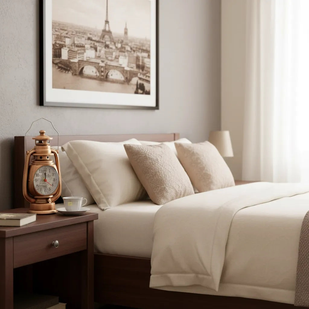 Réveil Vintage en Métal Lampe à Huile Élégant