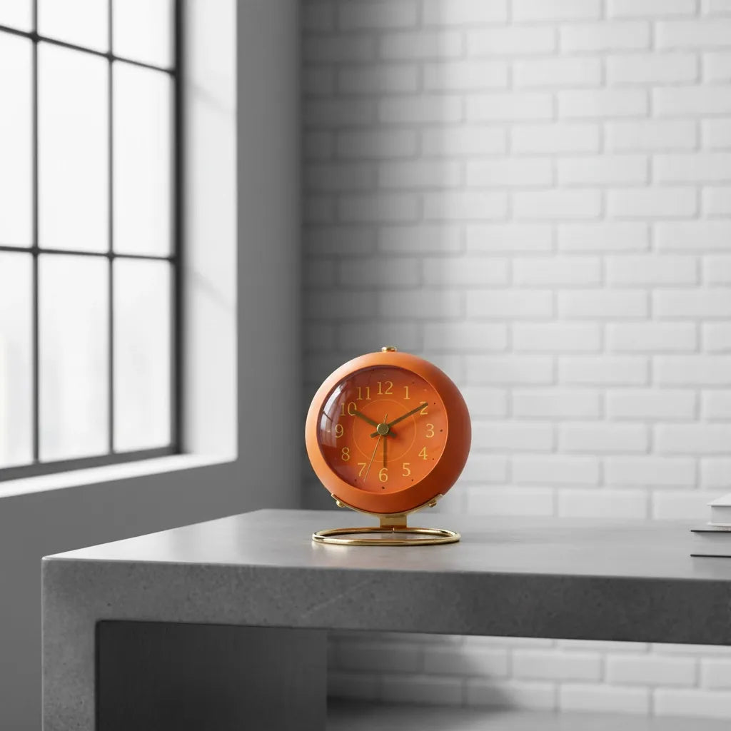 Réveil Vintage Orange Doré