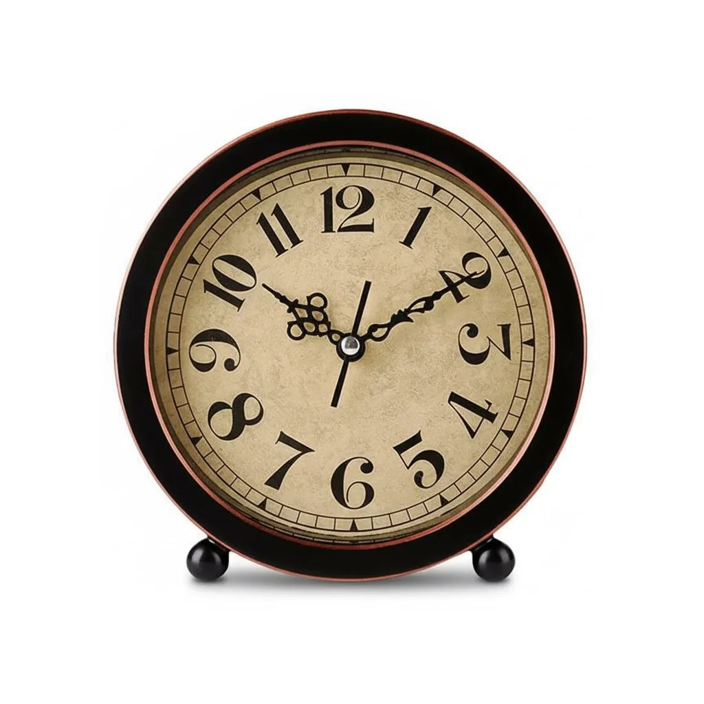 Réveil Vintage Rond Noir