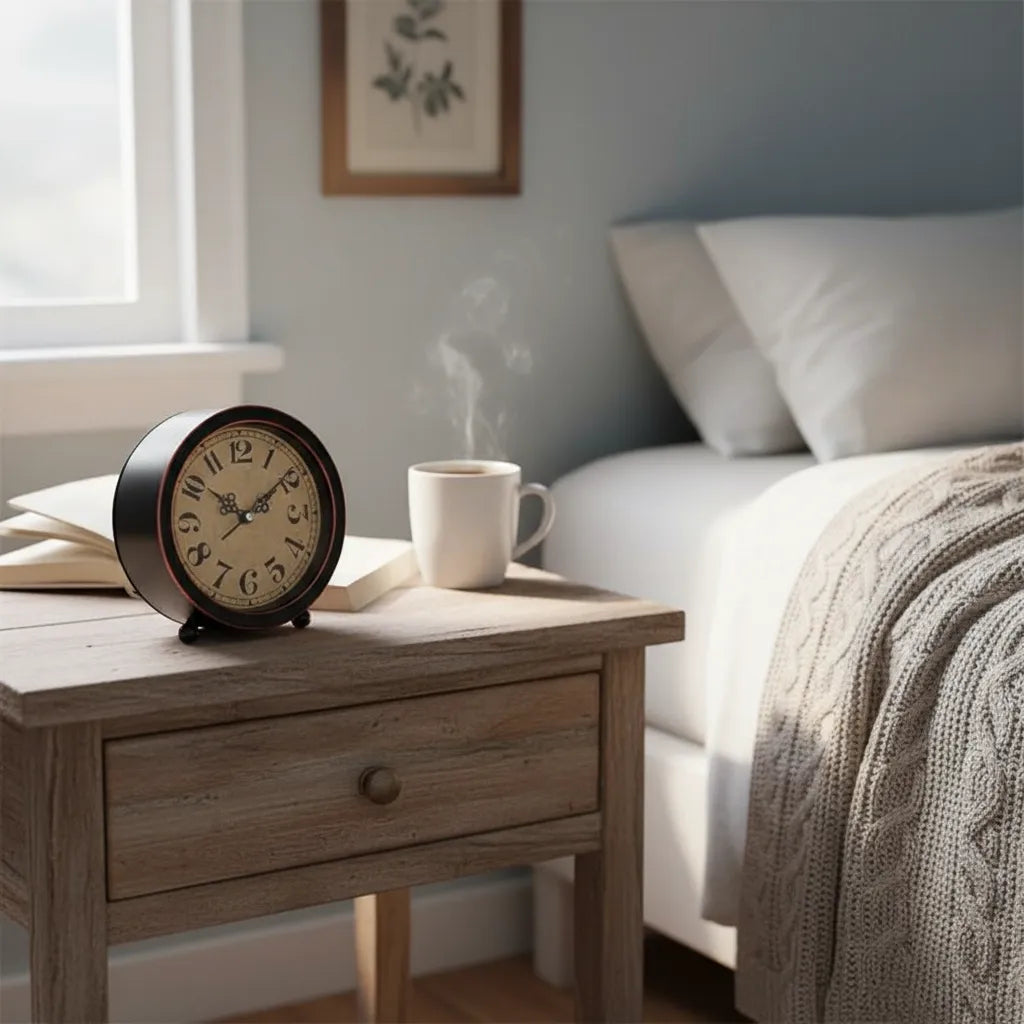 Réveil Vintage Rond Noir